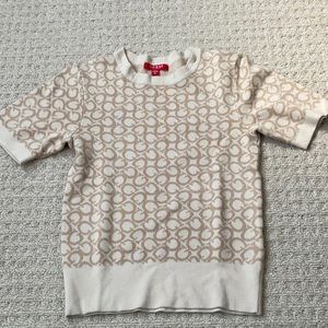 G by Guess Cream & Beige Logo Crewneck Sweater